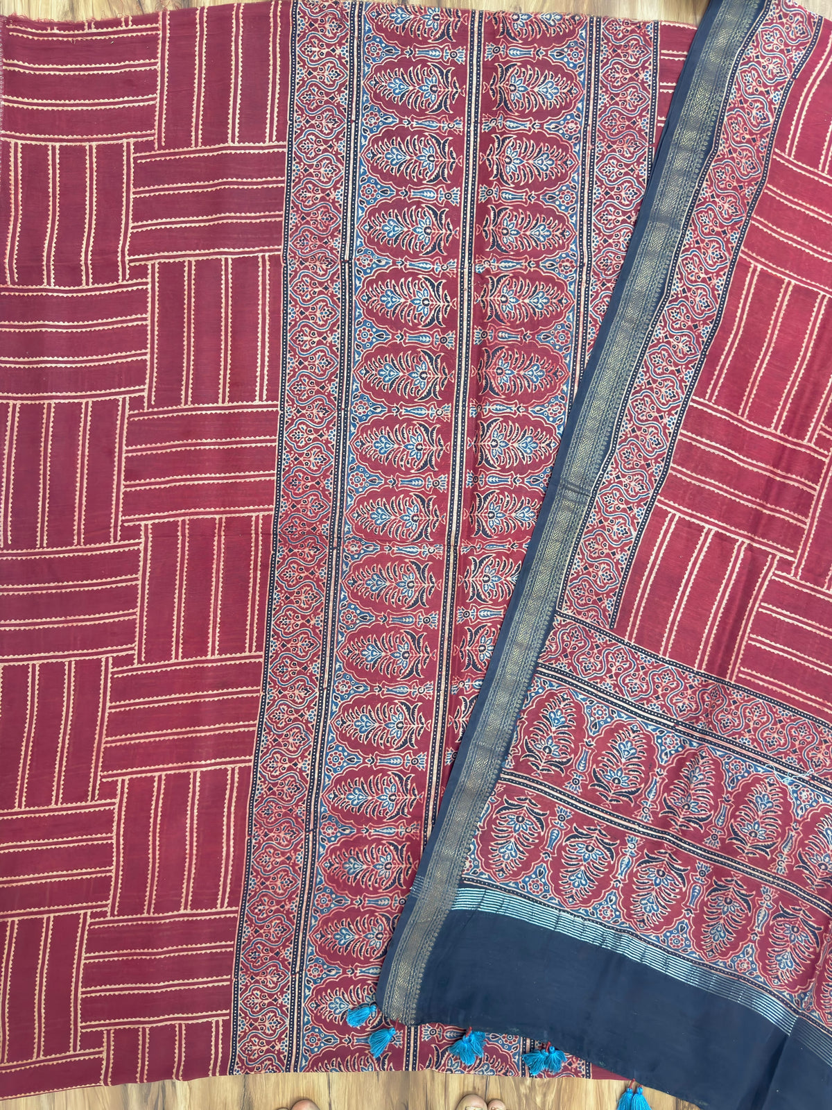 Premium Ajrakh Chanderi 2-Piece Suit Set 147 - The Ajrakh Studio