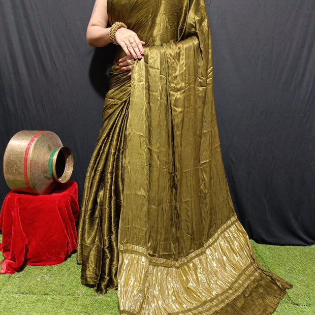 Modal Silk Plain Dye Saree With Zari Pallu
