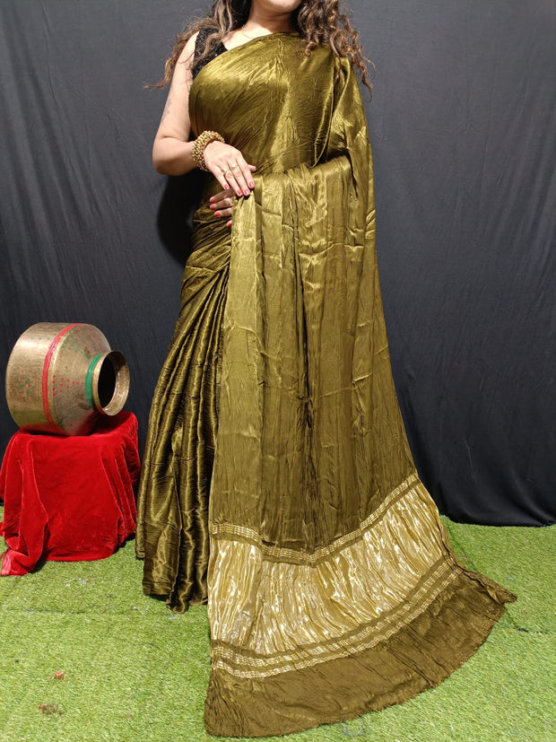 Modal Silk Plain Dye Saree With Zari Pallu