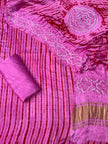 Pink & Red Modal Silk Tie & Dye Bandhani Dupatta 3 Piece Suits