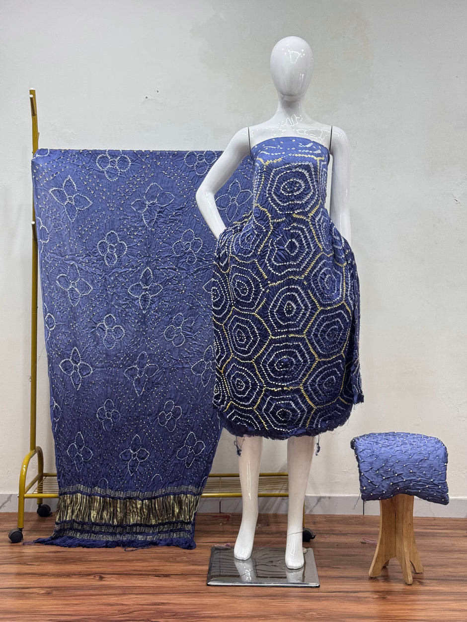 Premium Modal Silk Shaded Bandhani Fancy 3-Piece Suit 129 - The Ajrakh Studio