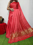 Modal Silk Plain Dye Saree With Zari Pallu