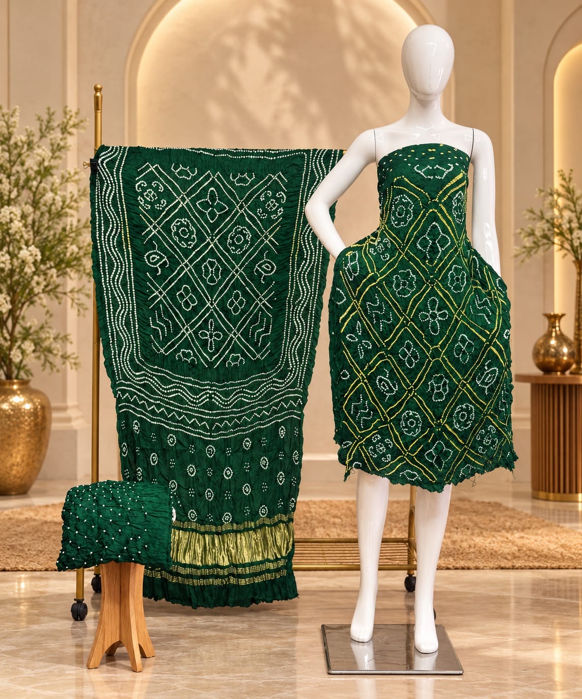 Premium Barbhat Design Modal Silk 3-Piece Suit with Tissue Pallu - The Ajrakh Studio