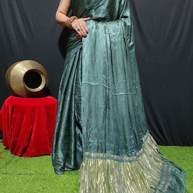 Modal Silk Plain Dye Saree With Zari Pallu