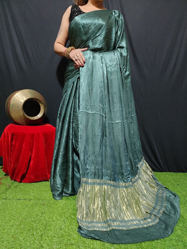 Modal Silk Plain Dye Saree With Zari Pallu