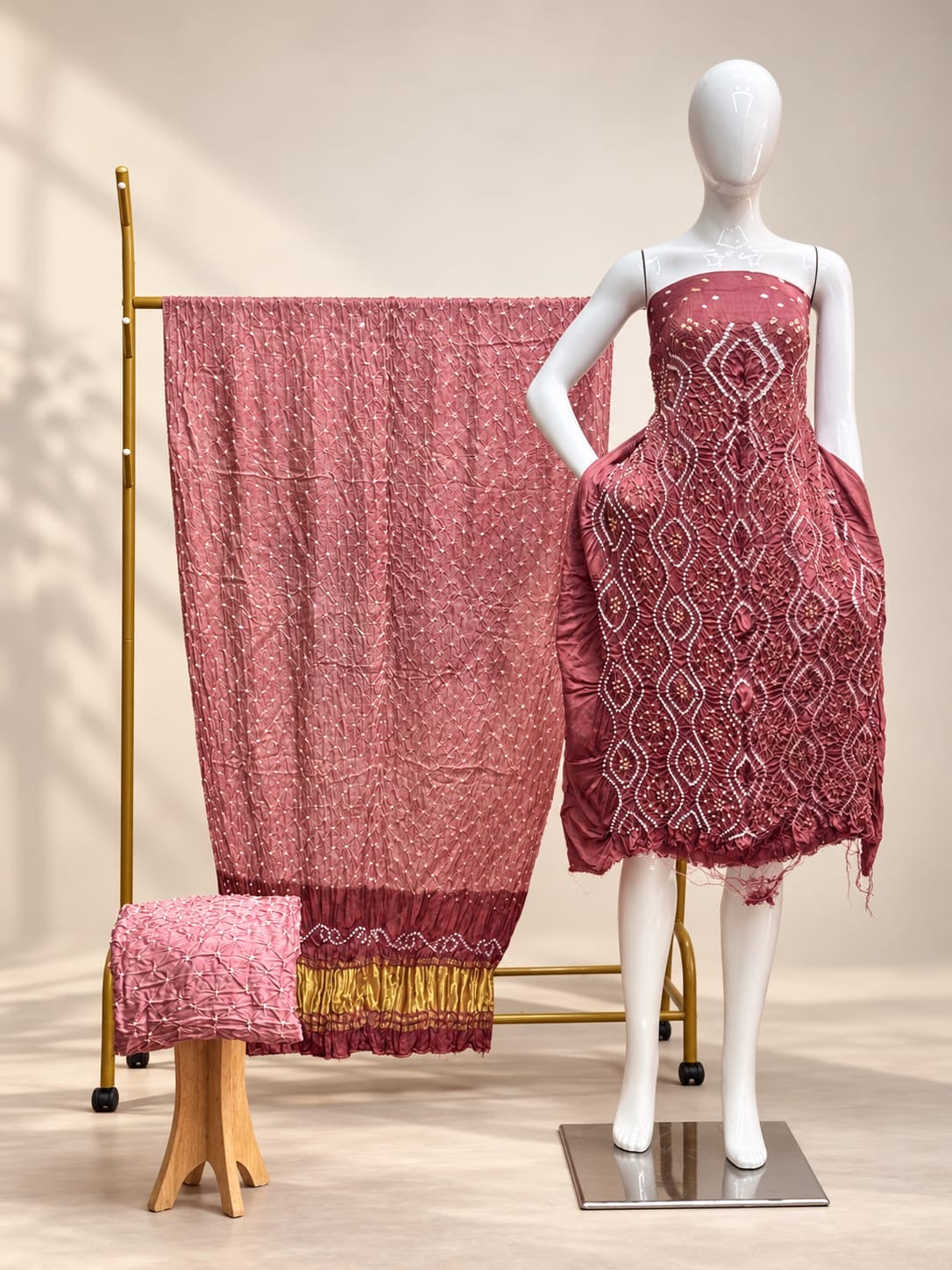 Premium Fancy Design Modal Silk 3-Piece Suit with Tissue Pallu - The Ajrakh Studio