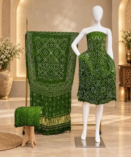 Premium Barbhat Design Modal Silk 3-Piece Suit with Tissue Pallu - The Ajrakh Studio