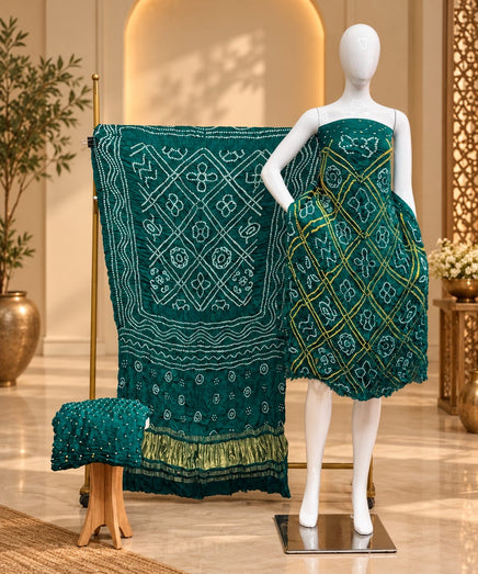 Premium Barbhat Design Modal Silk 3-Piece Suit with Tissue Pallu - The Ajrakh Studio