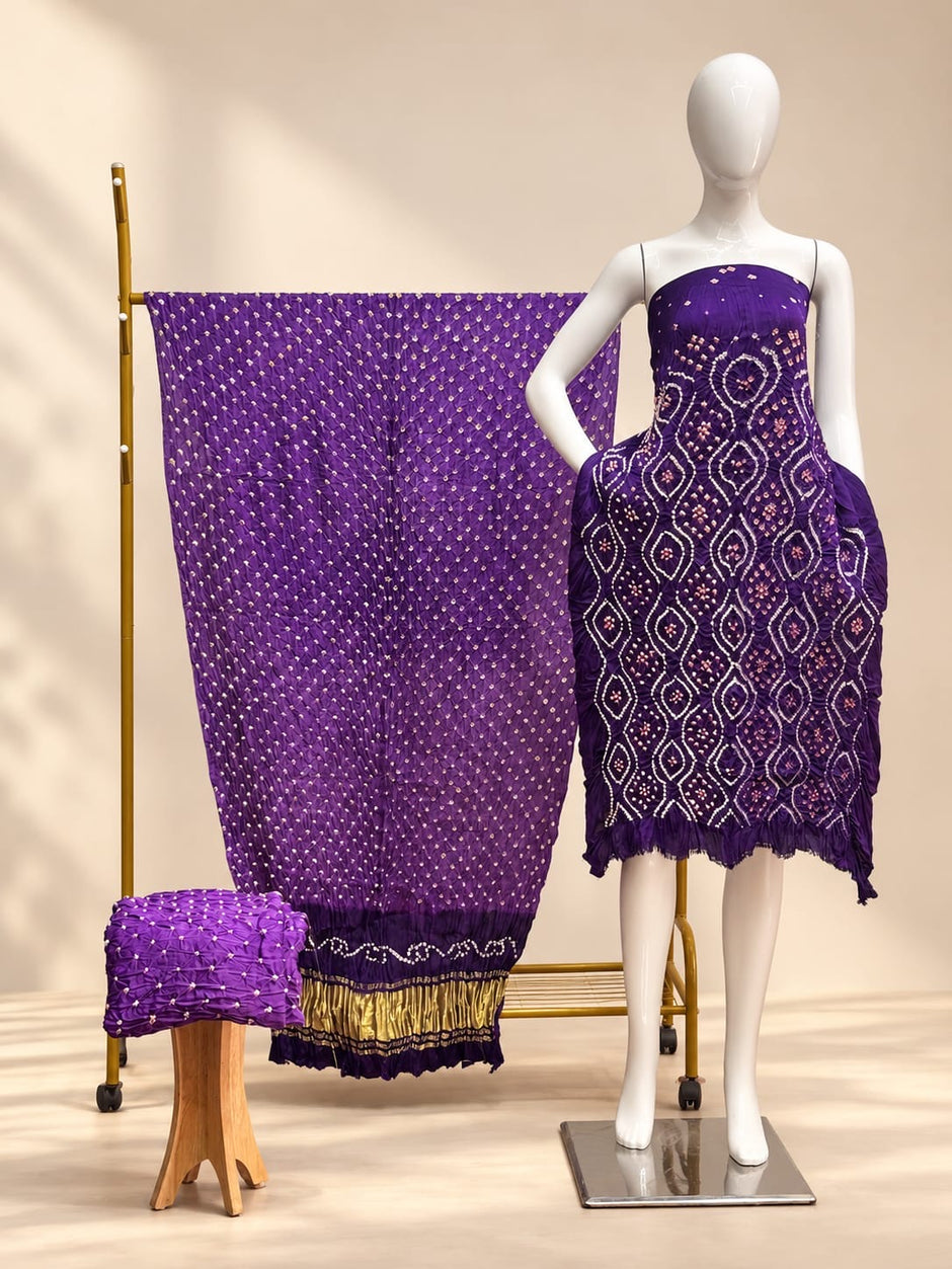 Premium Fancy Design Modal Silk 3-Piece Suit with Tissue Pallu - The Ajrakh Studio