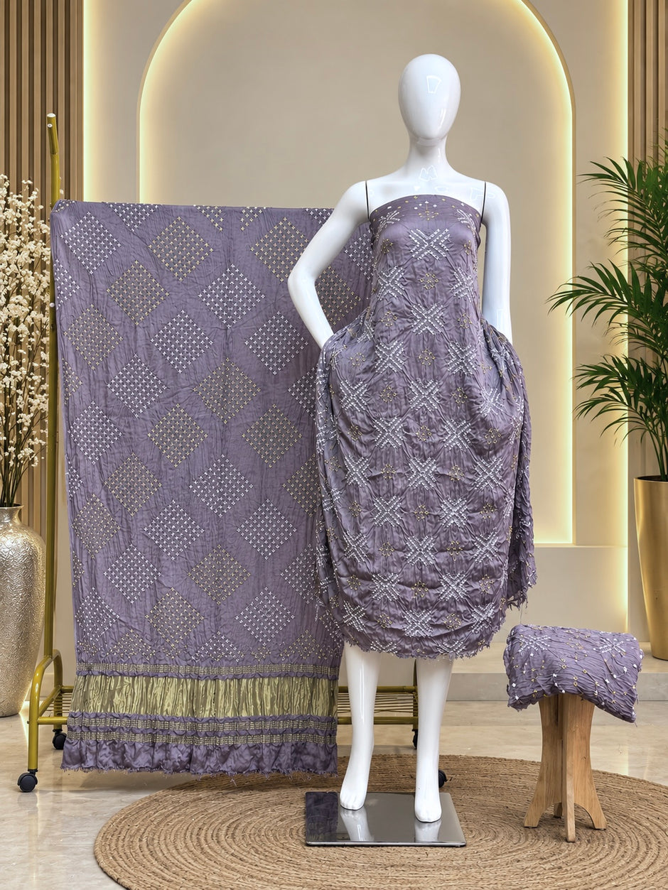 Premium Modal Silk Bandhani Fancy 3-Piece Suit 113 - The Ajrakh Studio