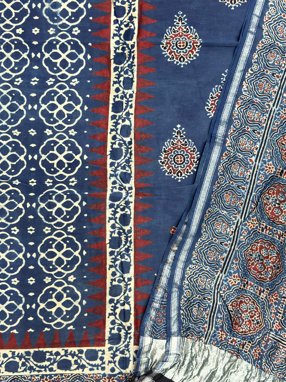 Premium Ajrakh Chanderi 2-Piece Suit Set 152 - The Ajrakh Studio