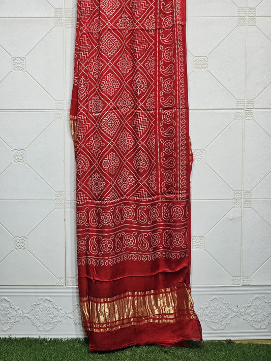 Modal silk ajrakh and bandhej print dupatta