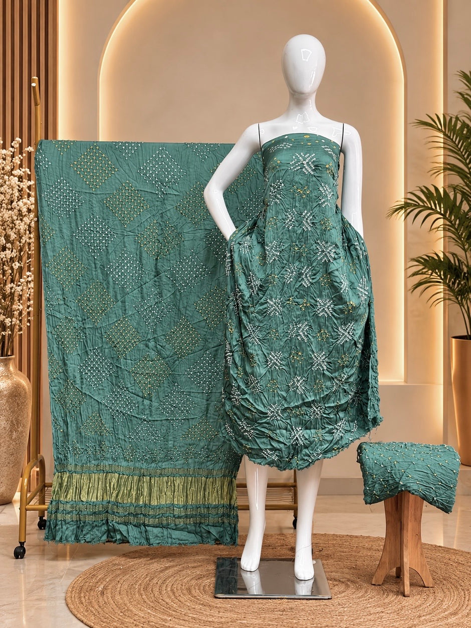 Premium Modal Silk Bandhani Fancy 3-Piece Suit 118 - The Ajrakh Studio