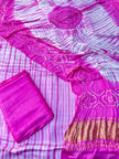 Pink & White Modal Silk Tie & Dye Bandhani Dupatta 3 Piece Suits
