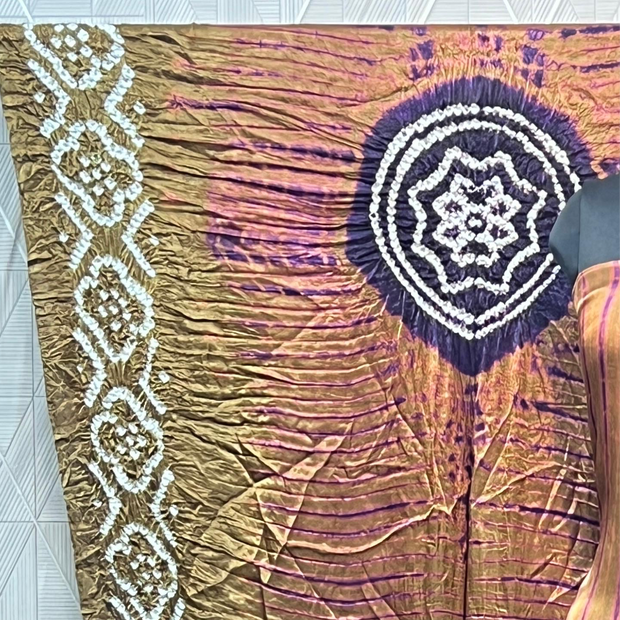 Brown g & purple Modal Silk Tie & Dye Bandhani Dupatta 3 Piece Suits