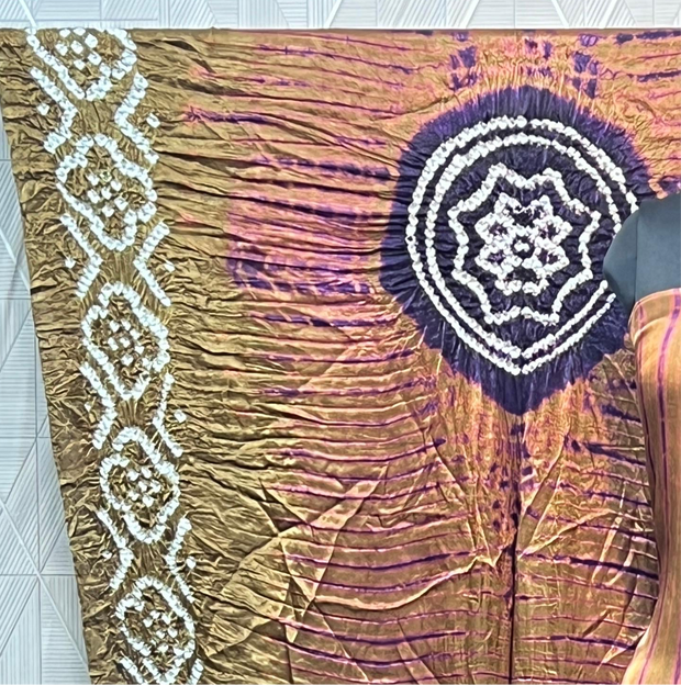 Brown g & purple Modal Silk Tie & Dye Bandhani Dupatta 3 Piece Suits