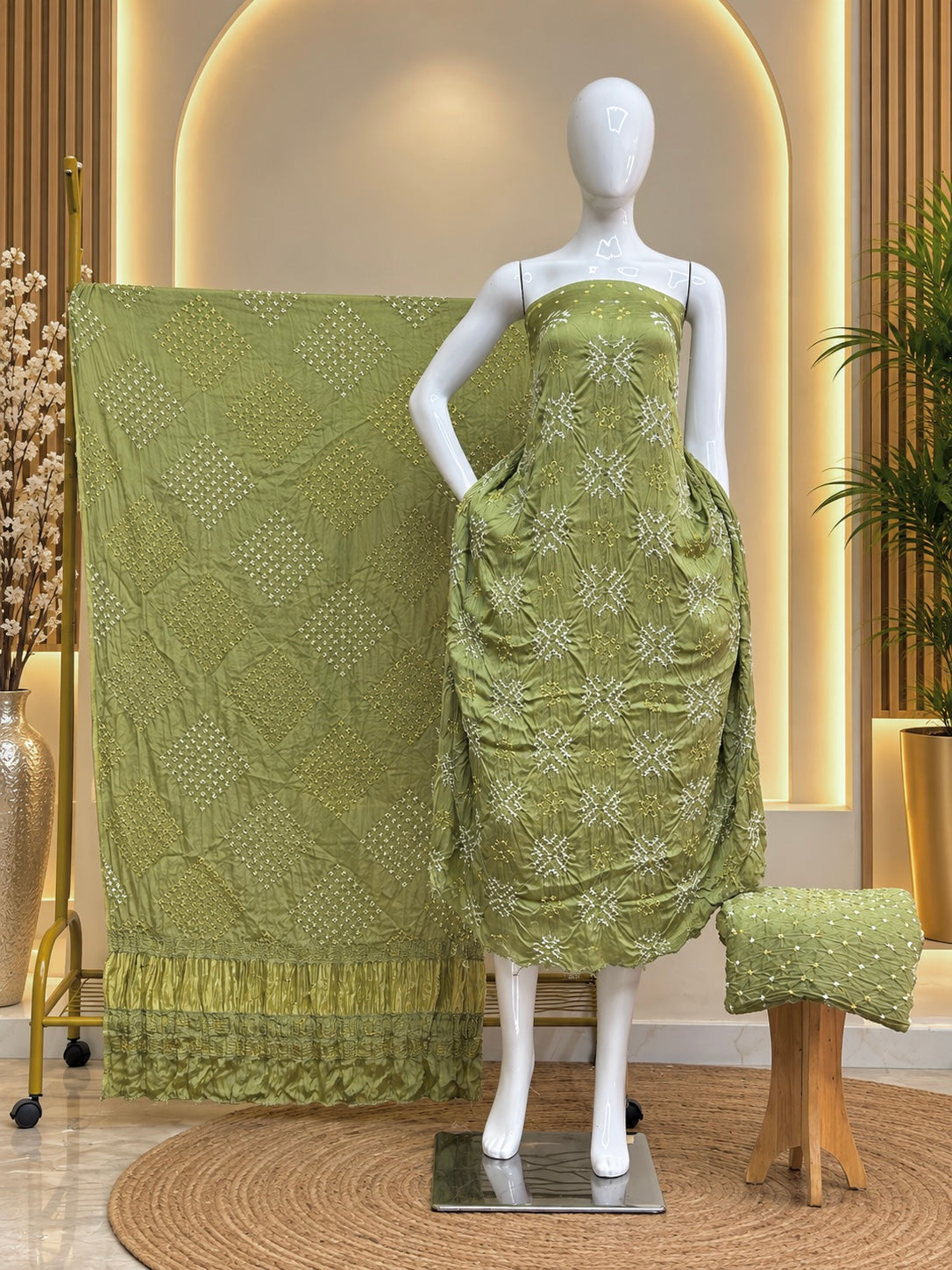 Premium Modal Silk Bandhani Fancy 3-Piece Suit 111 - The Ajrakh Studio
