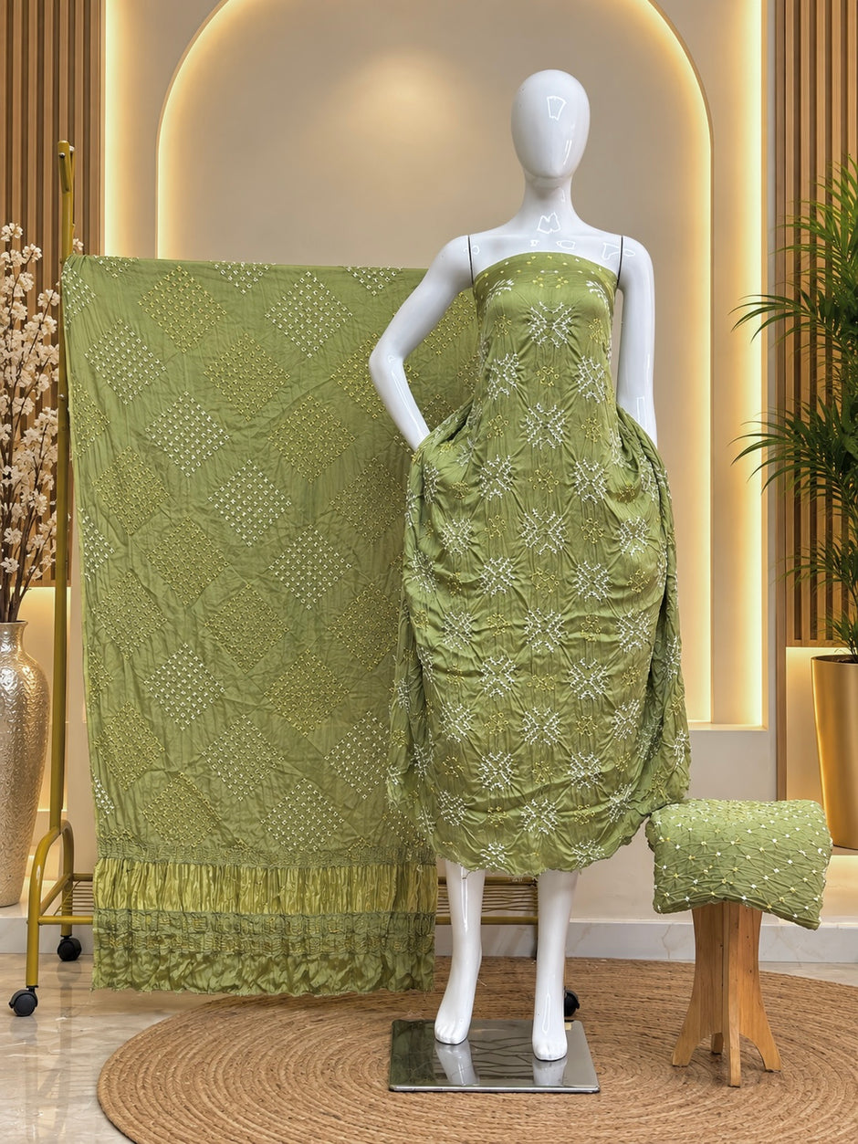 Premium Modal Silk Bandhani Fancy 3-Piece Suit 111 - The Ajrakh Studio
