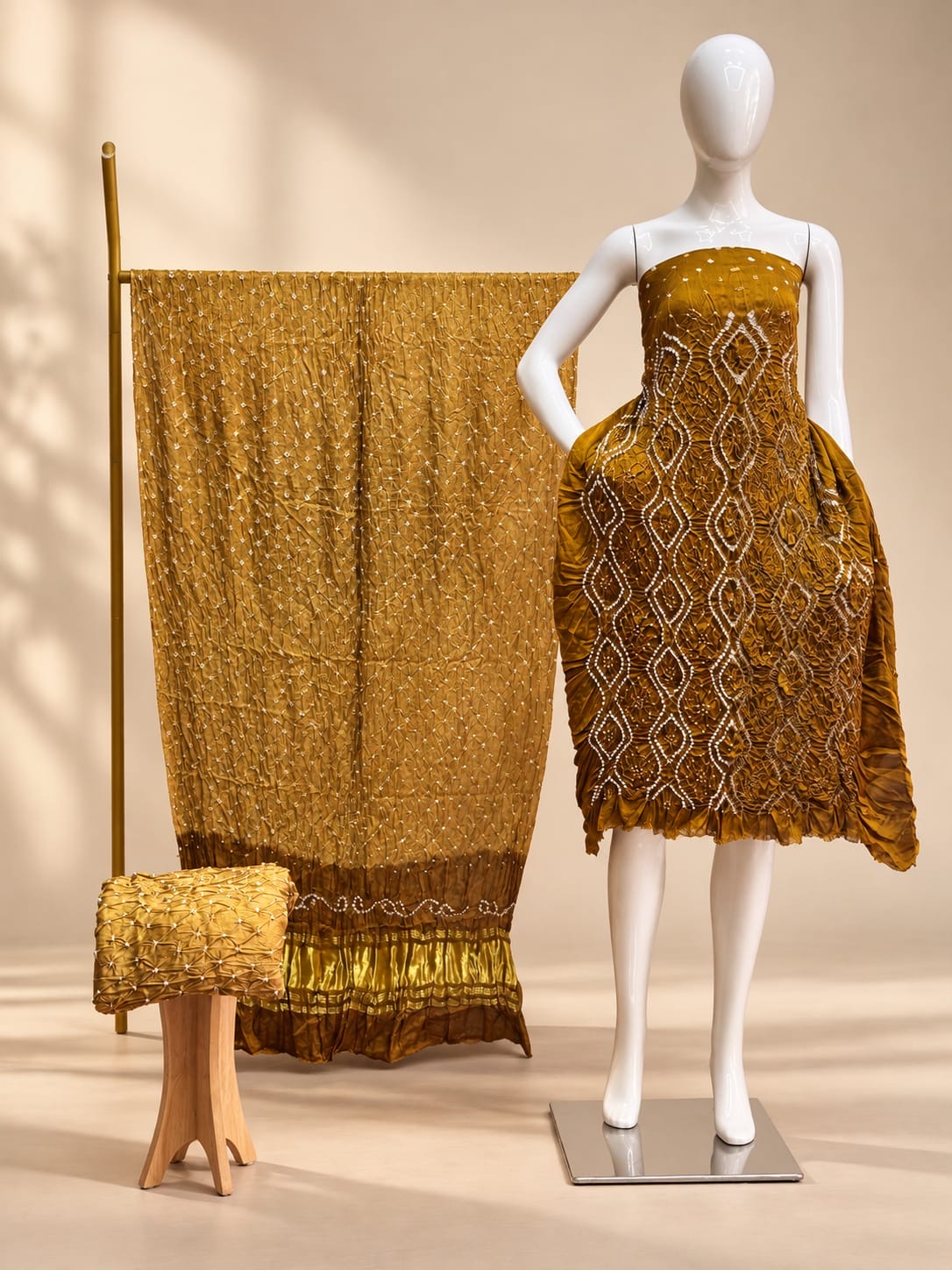 Premium Fancy Design Modal Silk 3-Piece Suit with Tissue Pallu - The Ajrakh Studio