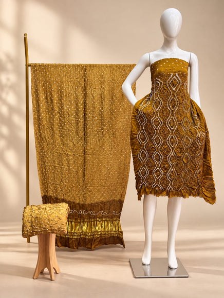 Premium Fancy Design Modal Silk 3-Piece Suit with Tissue Pallu - The Ajrakh Studio