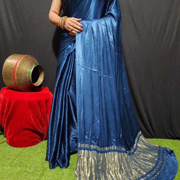 Modal Silk Plain Dye Saree With Zari Pallu