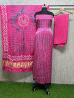 Pink & green Modal Silk Tie & Dye Bandhani Dupatta 3 Piece Suits
