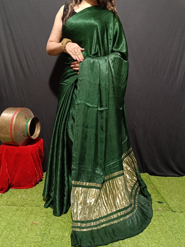 Modal Silk Plain Dye Saree With Zari Pallu
