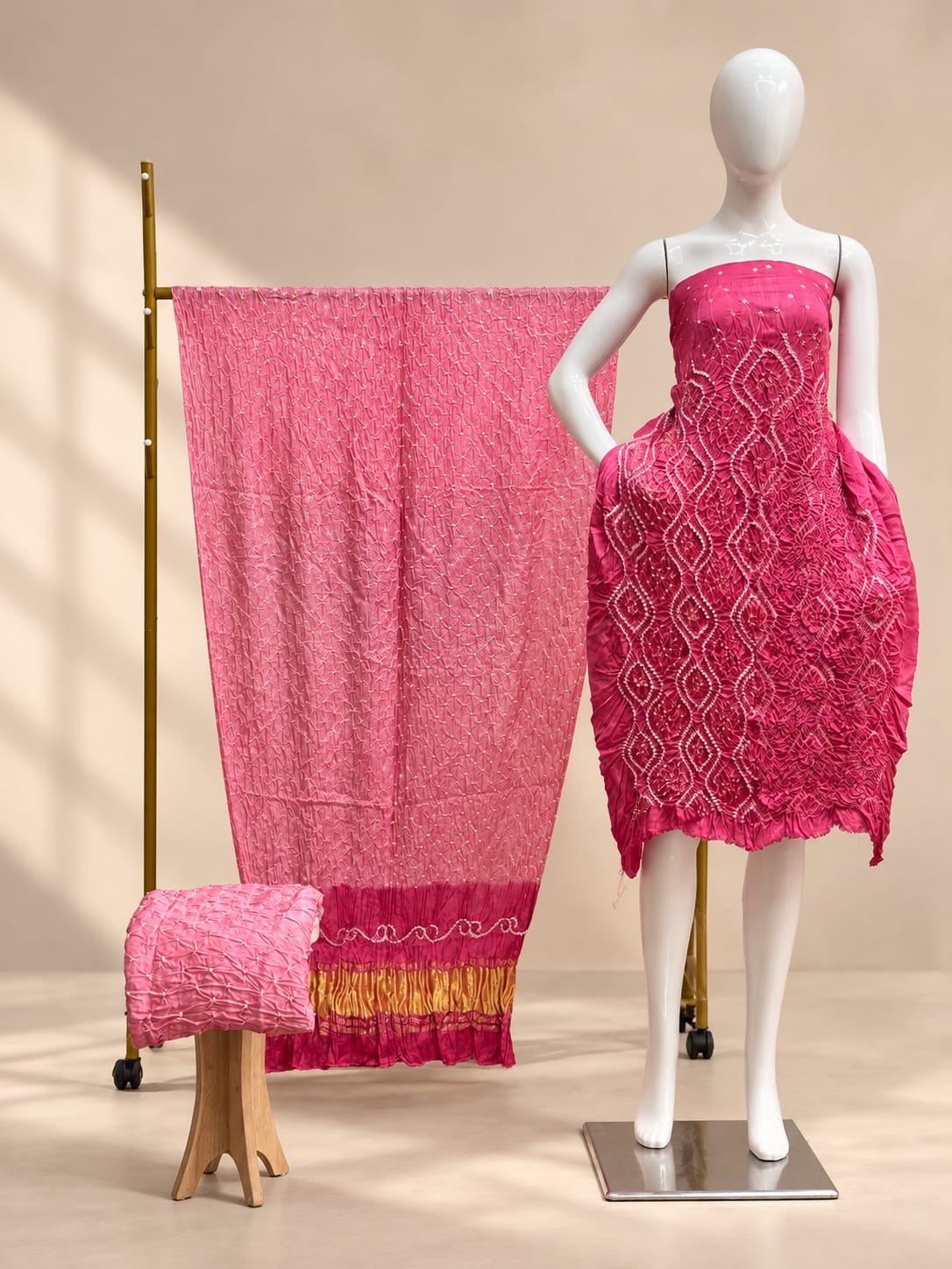 Premium Fancy Design Modal Silk 3-Piece Suit with Tissue Pallu - The Ajrakh Studio