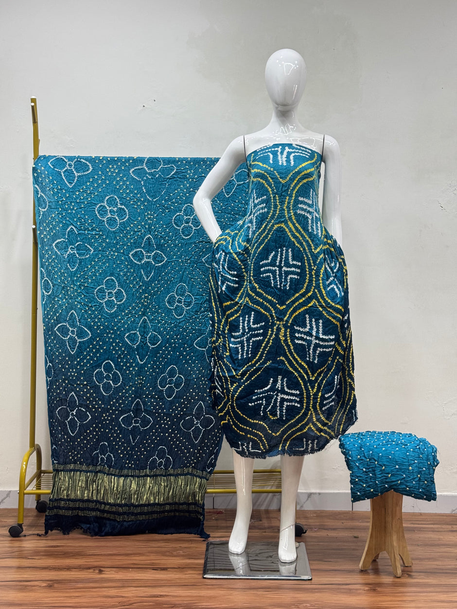 Premium Modal Silk Shaded Bandhani Fancy 3-Piece Suit 141 - The Ajrakh Studio