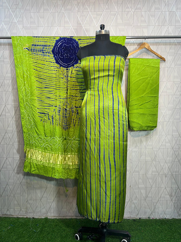 Popti & blue Modal Silk Tie & Dye Bandhani Dupatta 3 Piece Suits