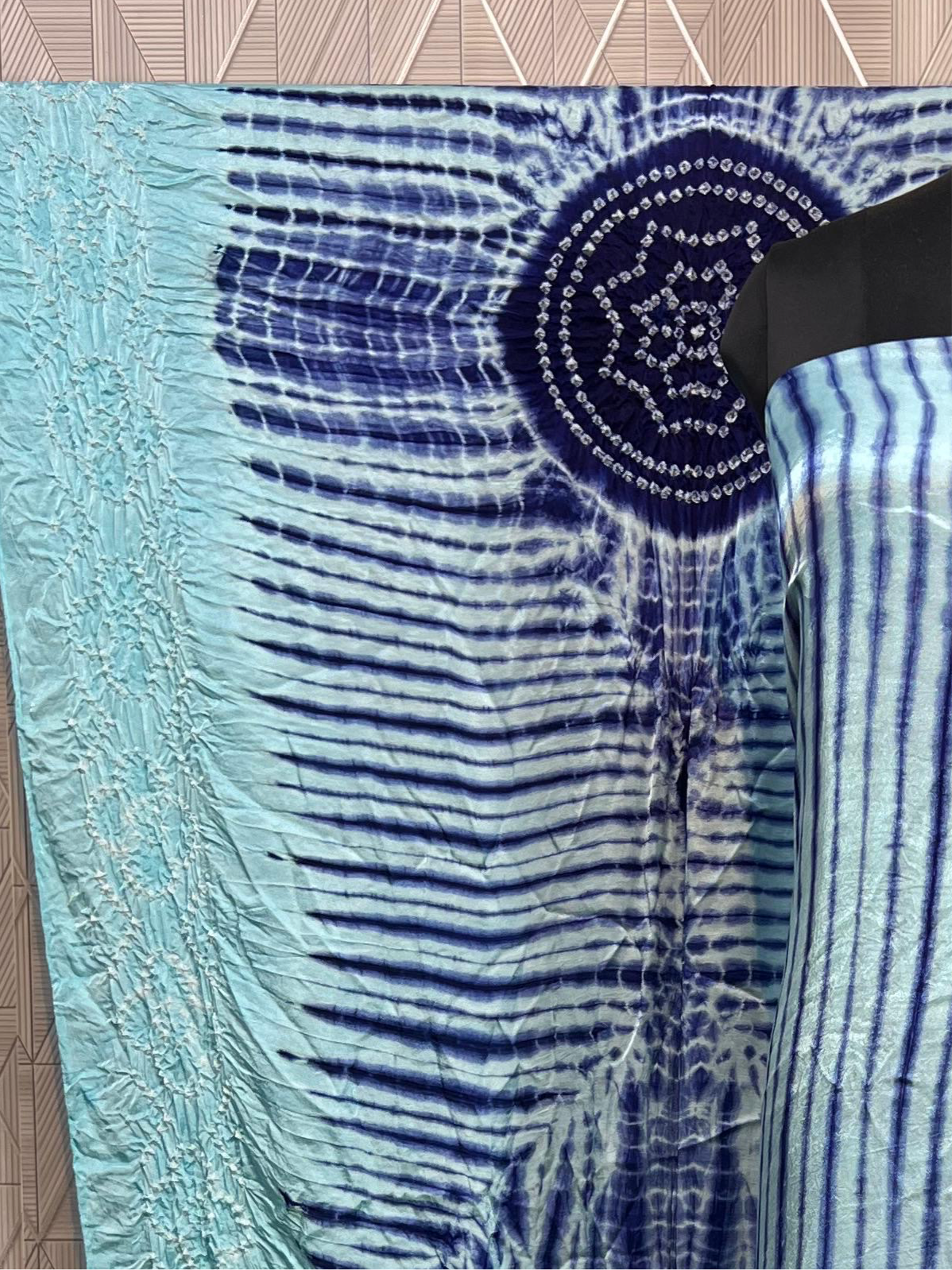 Cyan & blue Modal Silk Tie & Dye Bandhani Dupatta 3 Piece Suits