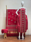 Havi Modal Silk Ajrakh Neptol Dye & Discharge Print Panel Design 3-Piece Suit - The Ajrakh Studio