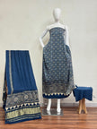 Havi Modal Silk Ajrakh Neptol Dye Discharge Print Panel Suit 11 - The Ajrakh Studio