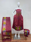 Modal Silk Bandhani Multi Bandhej Neck Shibori Daman Suit 05 - The Ajrakh Studio