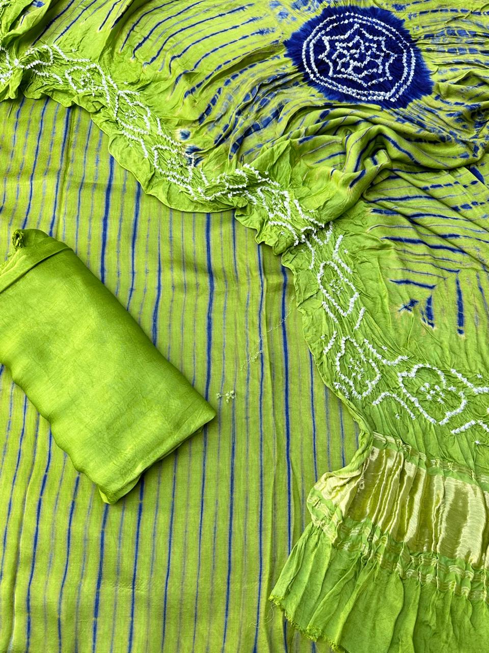 Popti & blue Modal Silk Tie & Dye Bandhani Dupatta 3 Piece Suits