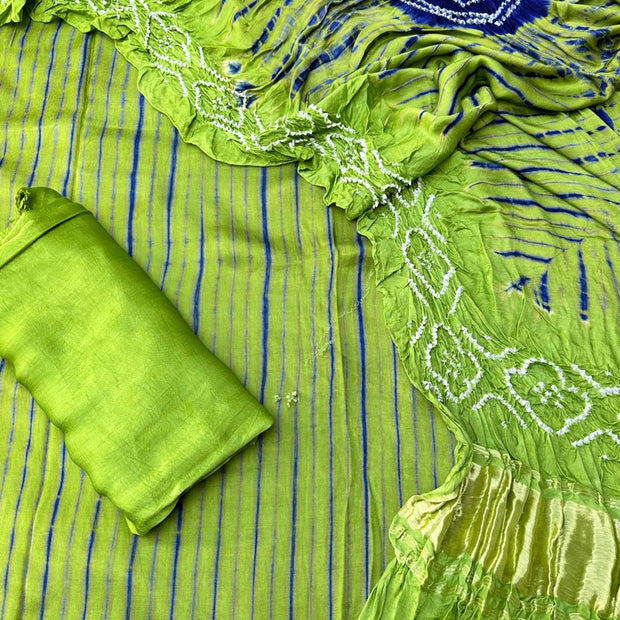 Popti & blue Modal Silk Tie & Dye Bandhani Dupatta 3 Piece Suits