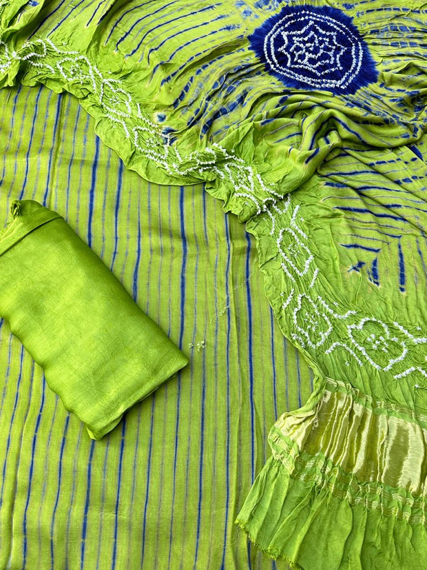 Popti & blue Modal Silk Tie & Dye Bandhani Dupatta 3 Piece Suits