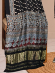 Ajrakh Hand Block Print Natural Dye Pure Modal Silk 3 Piece Suit with Zari Pallu Dupatta