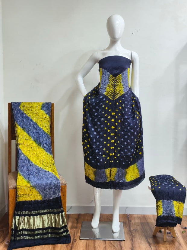 Premium Modal Silk Shibori Multi-Color Bandhej 3-Piece Suit 10 - The Ajrakh Studio