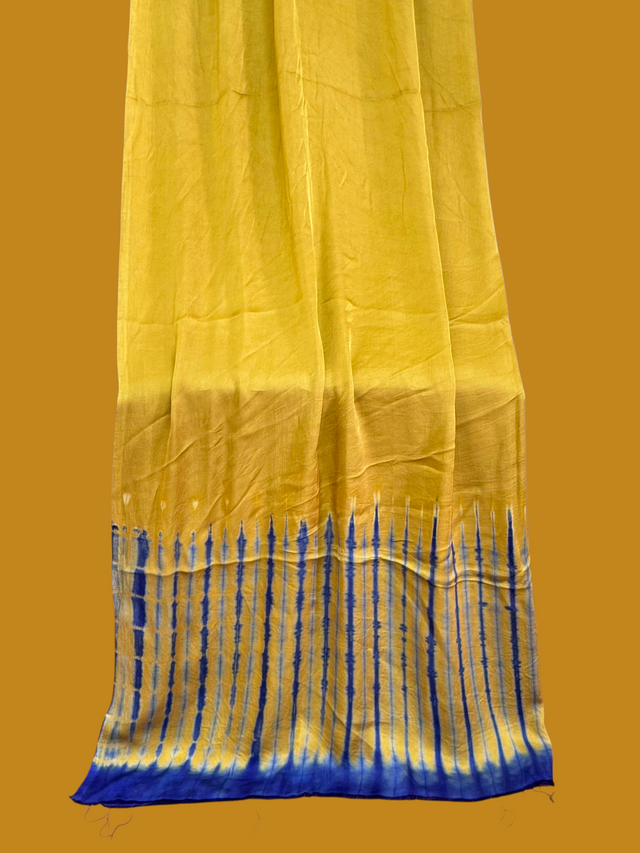 Pure Modal Silk Handcrafted Tie-Dye Suit Set with Plain Bottom