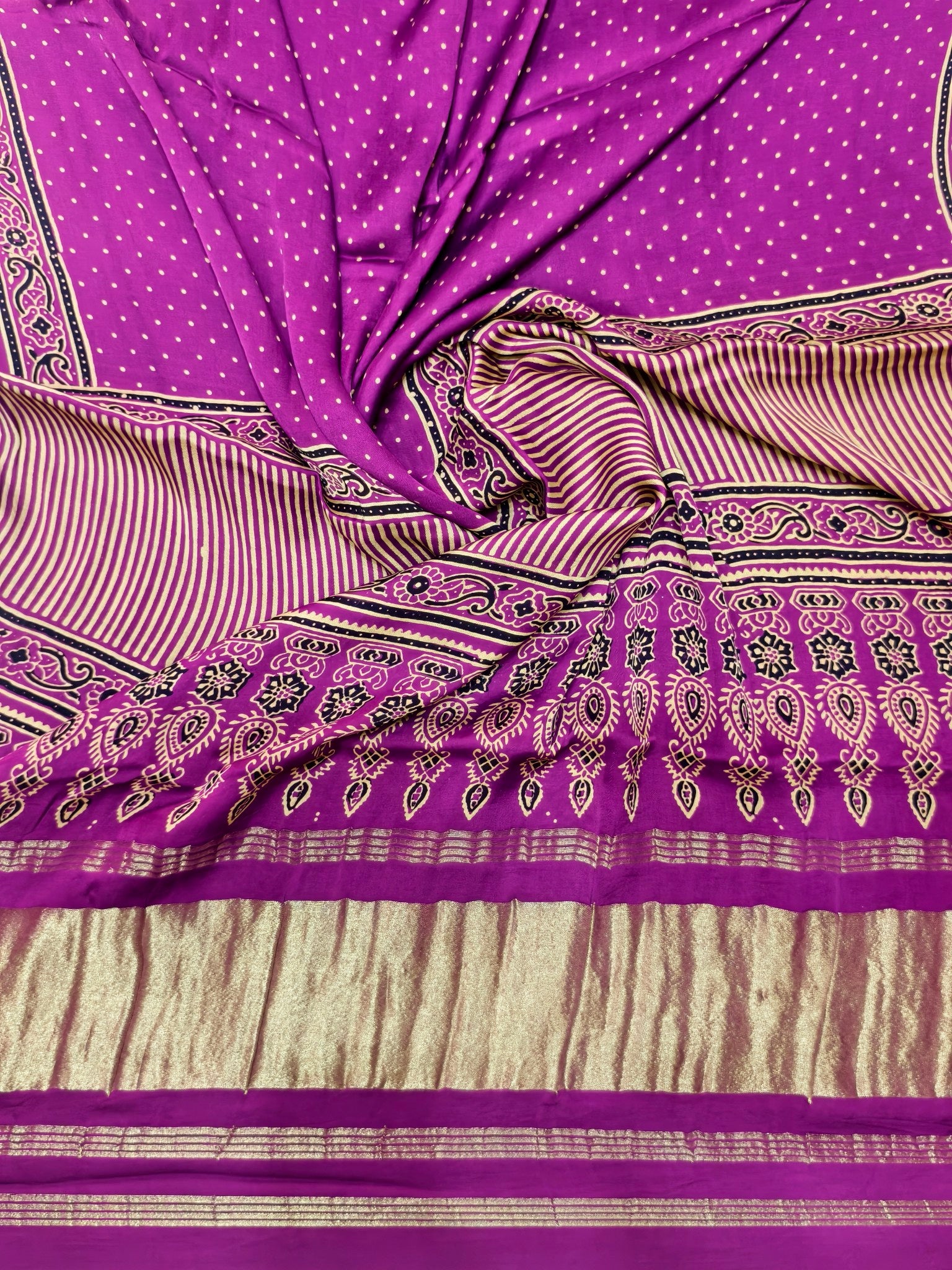 Premium Ajrakh Hand Block Print Modal Silk 3-Piece Suit Set with Zari Pallu Dupatta