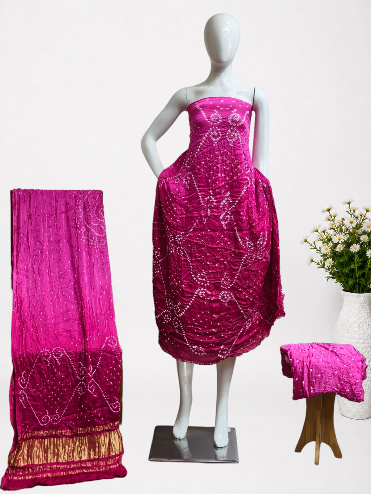 Premium Modal Silk Bandhani 3 Piece Dress Material