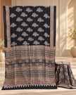 Elegant Modal Silk Ajrakh Hand Block Print Natural Dye Saree - The Ajrakh Studio