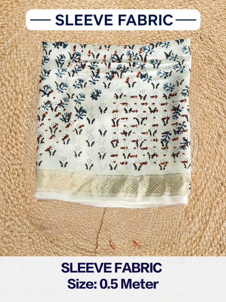 Premium Dola Silk Ajrakh Hand Block Print Natural Dye 2-Piece Suit with Zari Border Dupatta