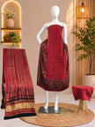 Ajrakh Hand Block Print Natural Dye Pure Modal Silk 3 Piece Suit with Zari Pallu Dupatta