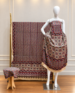 Havi Pure Modal Silk Ajrakh Hand Block Print Natural Dye 3-Piece Suit - The Ajrakh Studio