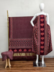 Havi Modal Silk Ajrakh Neptol Dye & Discharge Print Panel Design 3-Piece Suit - The Ajrakh Studio
