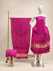 Premium Bandhej Modal Silk 3-Piece Suit with Bar Bhat Dupatta & Zari Pallu - The Ajrakh Studio