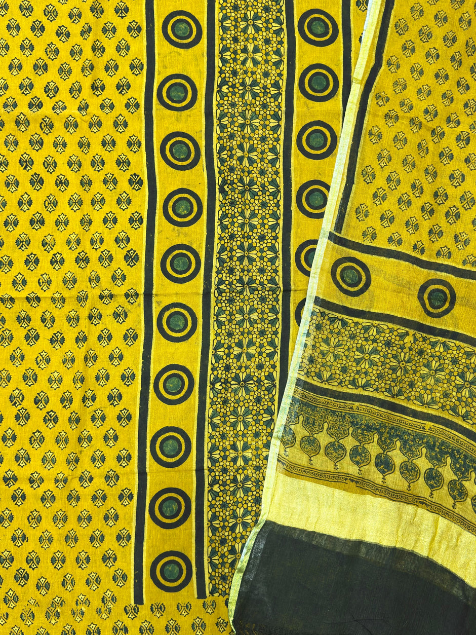 Premium Ajrakh Hand Block Print Natural Dye Pure Linen by Linen 2-Piece Suit Set - The Ajrakh Studio