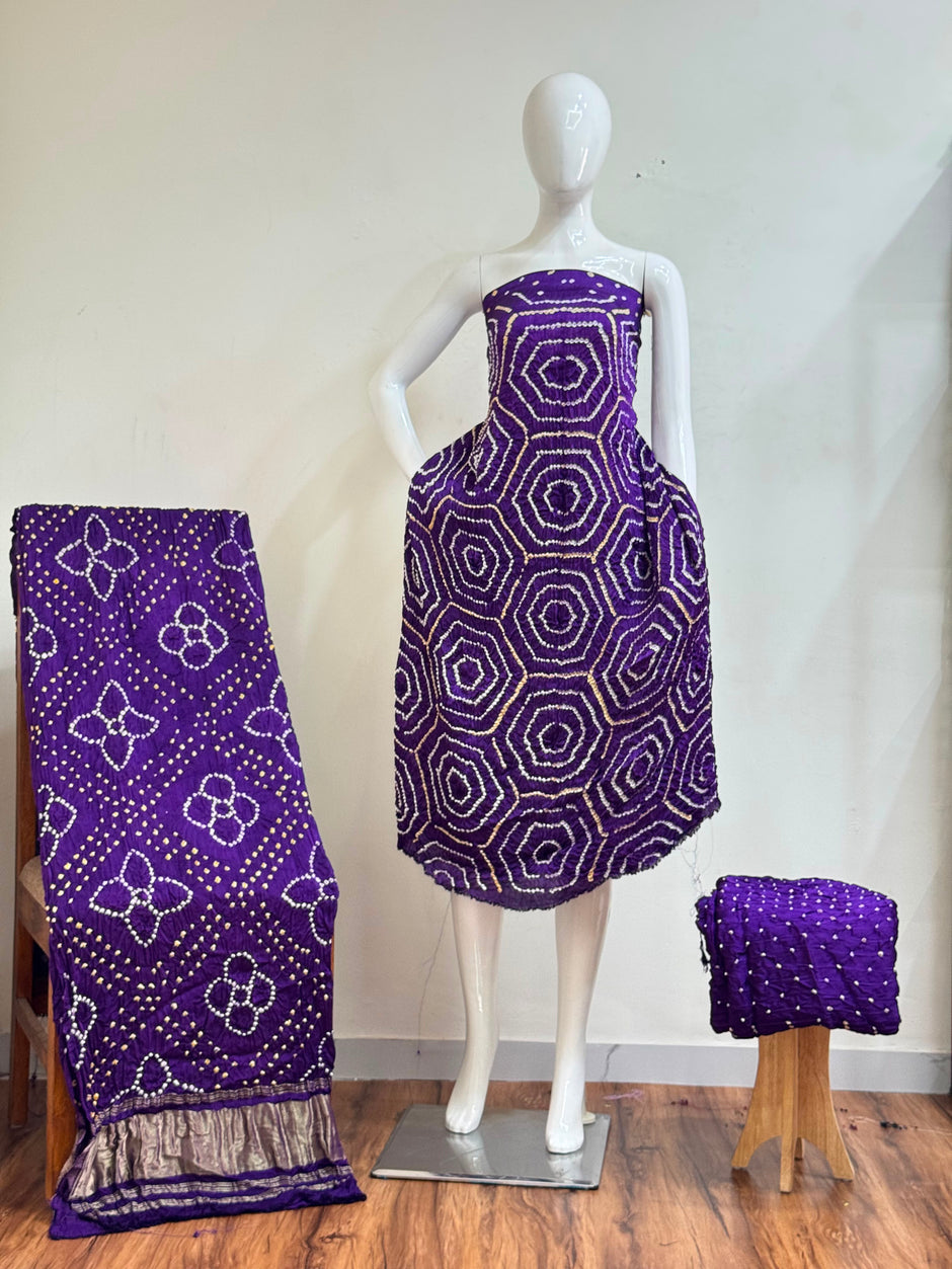 Premium Modal Silk Bandhani 3 Piece Dress Material